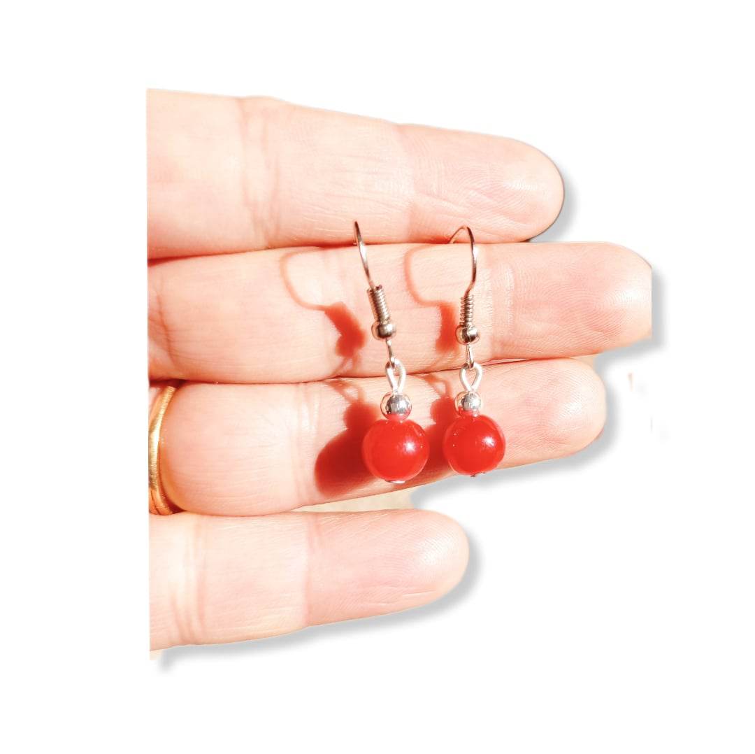 Red Bead Drop Earring For Women