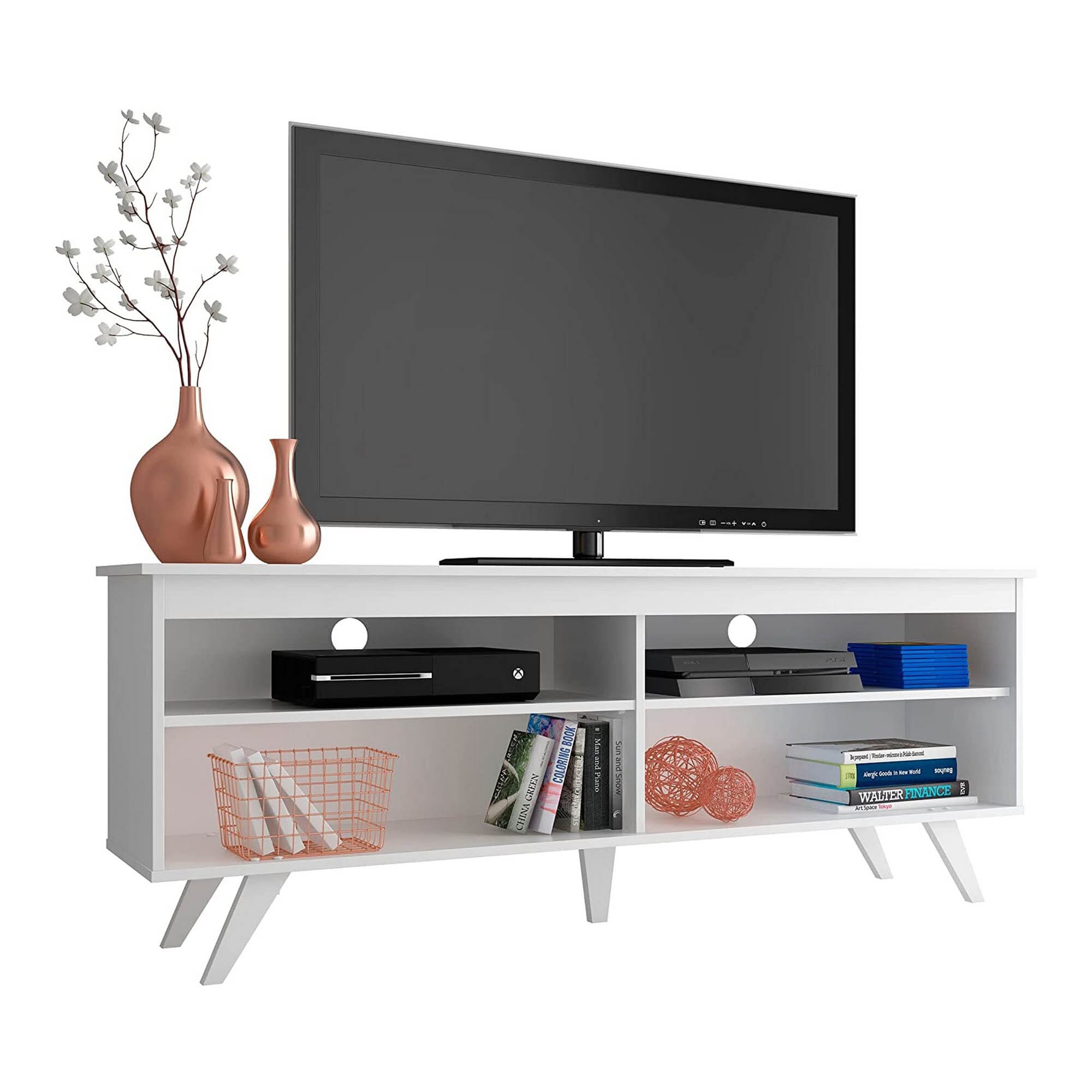 Kamakhya Decor TV Stand, tv cabinet, storage rack for home, office, resort, colour white
