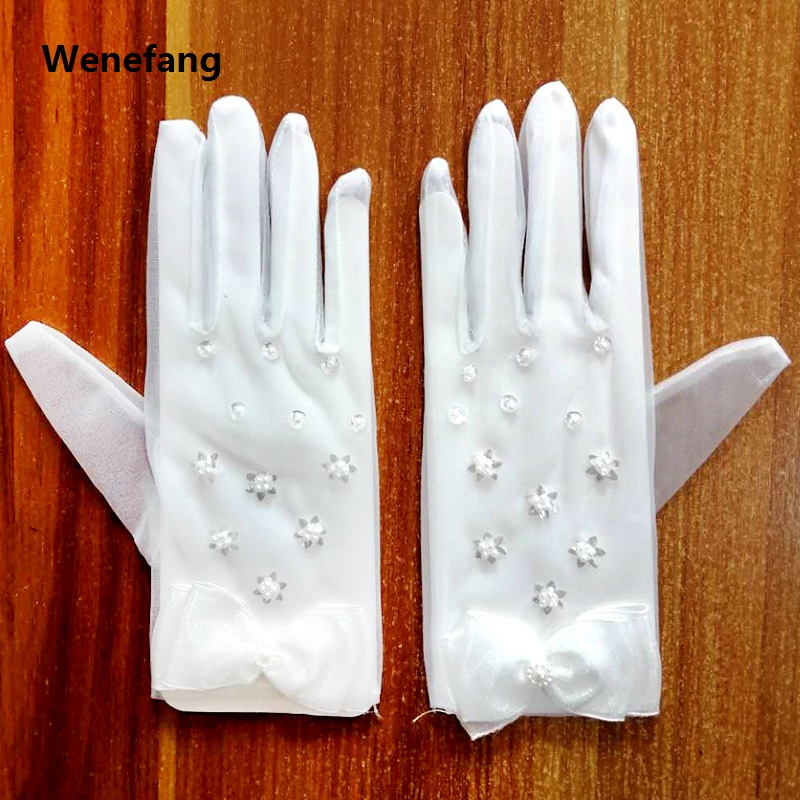 Wenefang New Arrival White Bridal Gloves Finger Beaded Gloves Guantes Largos Mujer Vestidos Novias Boda 2024