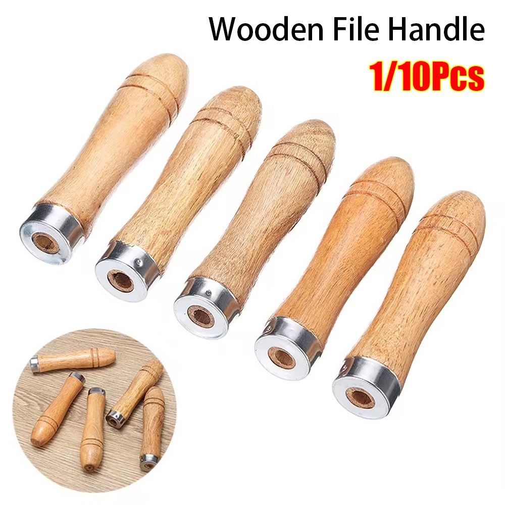 1/10Pcs New Strong Metal Collar Wooden File Handle Rust-Proof Woodworking Polishing Rasp Handle 9cm For 4-6 Inch File Craft Tool Files Replacement Parts
