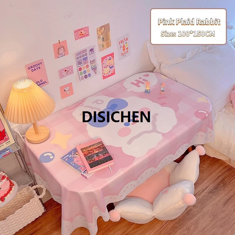 DISICHEN Cartoon Cloth Tablecloth Korea Ins Study Table Decorative Anime Tablecloth Student Japanese Kawaii Desk Pad Cute Pink Tablecloth New style