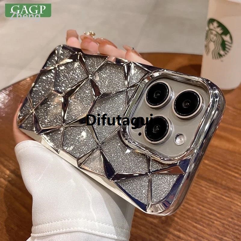 Difutagui Zheng Bargain price Luxury Girl's Phone Case for iPhone 15 14 13 12 11 Pro Hot Selling Max Plus Glitter Bling 3D Cube Diamond Marble Soft TPU Shockproof Cover