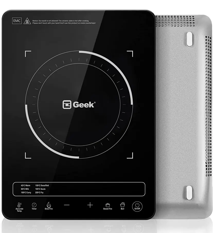 Geek Estufa IC6 2200W Smart Induction Cooktop with 7 Preset Menus Feather Touch Control, Black