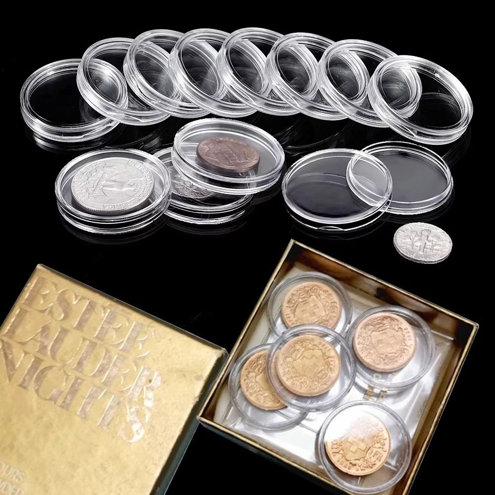 Container Clear Coinning Capsules Plastic Acrylic Coin Capsule Capsules Storage Home