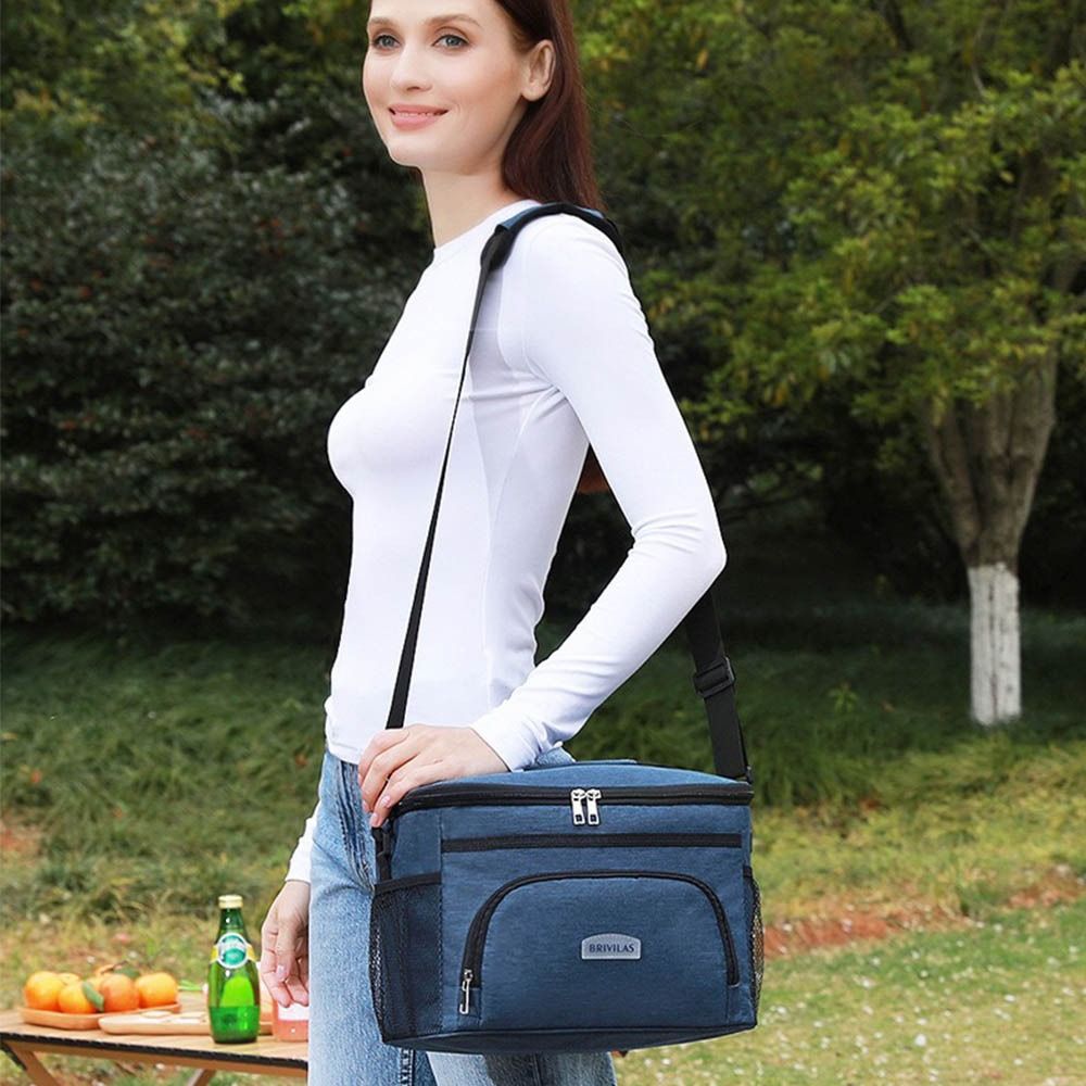 Portable Large Capacity Shoulder Lunch Bag with Zip Thermal Food Carrier Bag Keep Cold & Heat 25L Picnic Bag Travel