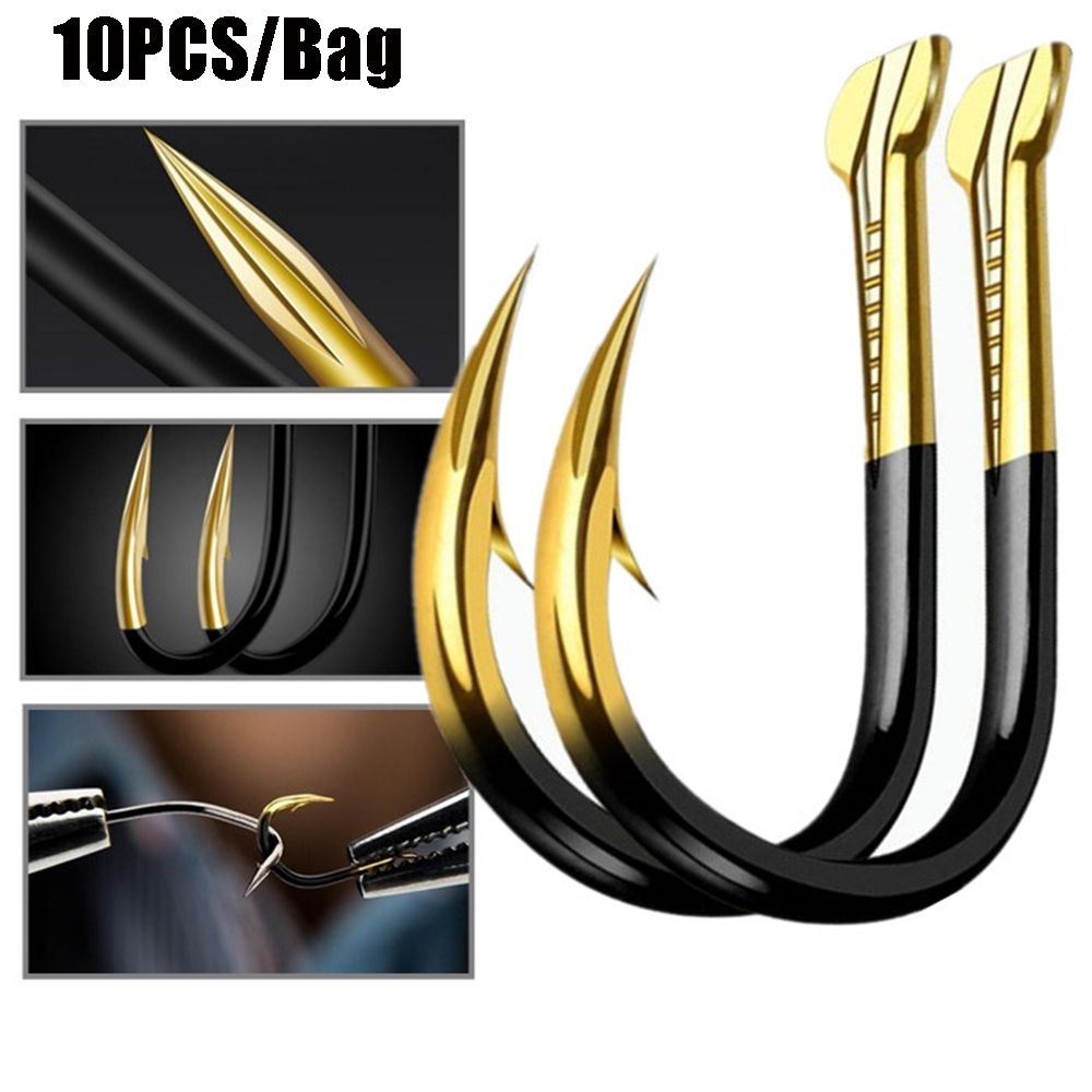 10pcs/pack High Quality Perforated Fishook Durable Head Fish Bait Colored Tungsten Alloy Barbed Fishing Hook