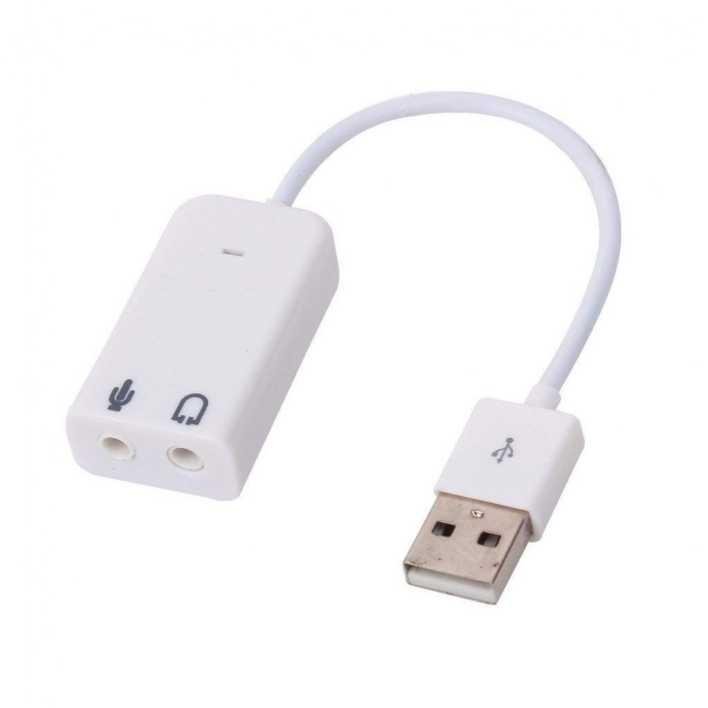 USB 2.0 Virtual 7.1 Channel Audio 3D Sound Card Adapter With Cable Line for Notebook - White