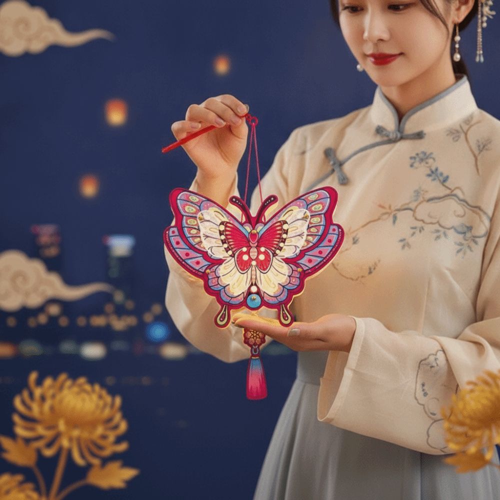 Handheld Night Light LED Glow DIY Paper Lantern Handmade Battery Glowing Rabbit Light Portable Cute DIY Chinese Flower Lamp School