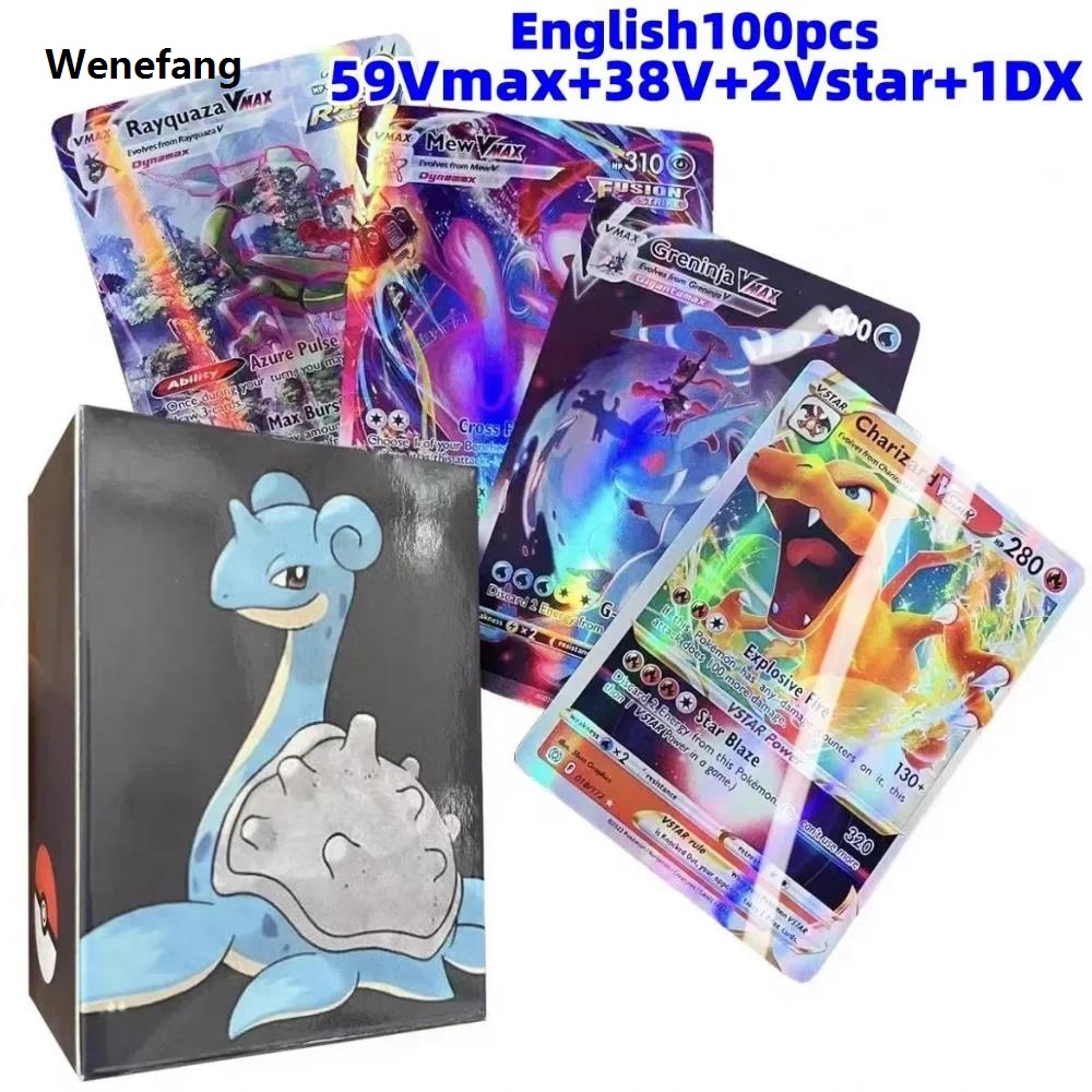 Wenefang 2024 English Language Version Pokemon Cards 100Pcs Pokemon Cartas Fashion 38 V 59MAX GX Children Battle Game Tag Team Shining Vmax
