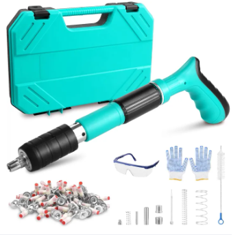 Mini Steel Nail Gun 5 Gears Adjustable Wall Nail Guns for Ceiling， Steel Nails Gun Tool, Concrete Nail Gun, Mini Portable Nail Shooting Machine with 100 Nails (Nail Gun Set)