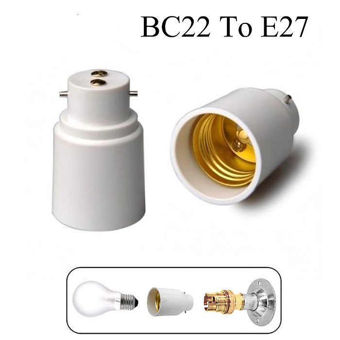 2 pc - E27 to B22 Screw Lamp Light Bulb Socket Base Cap Converter Adaptor Holder