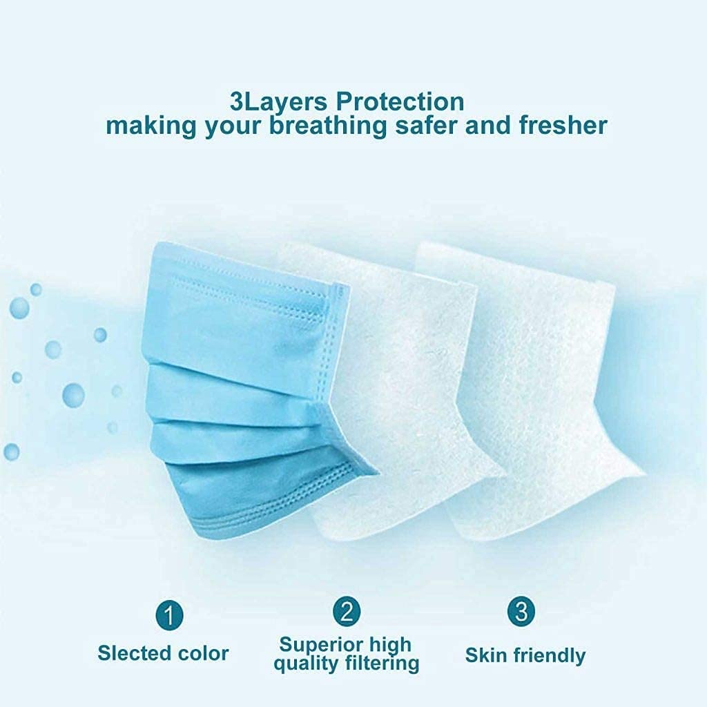 FR-MBS Pack of 50 Surgical Disposable 3 Ply Face Mask Blue Masks