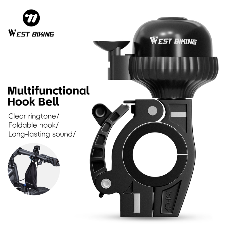 WEST BIKING Bicycle Scooter Hook Hanging Bag Bells Durable Safety Clear Loud Mountain Bike Bell Aluminum Alloy Bike Bells
