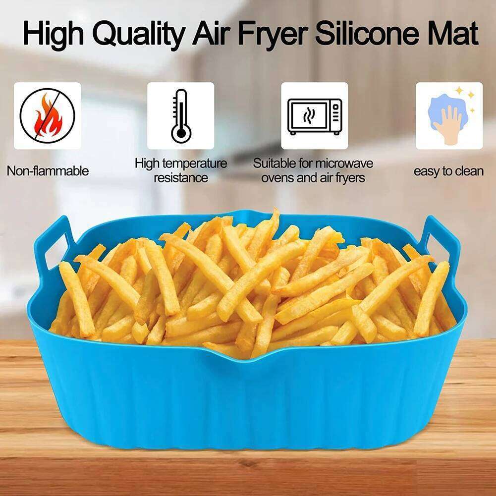 2Pcs Large Silicone Liner Pot Reusable Basket Heat Resistant Non-Stick Air Fryer Liners Mats Bowl HOT