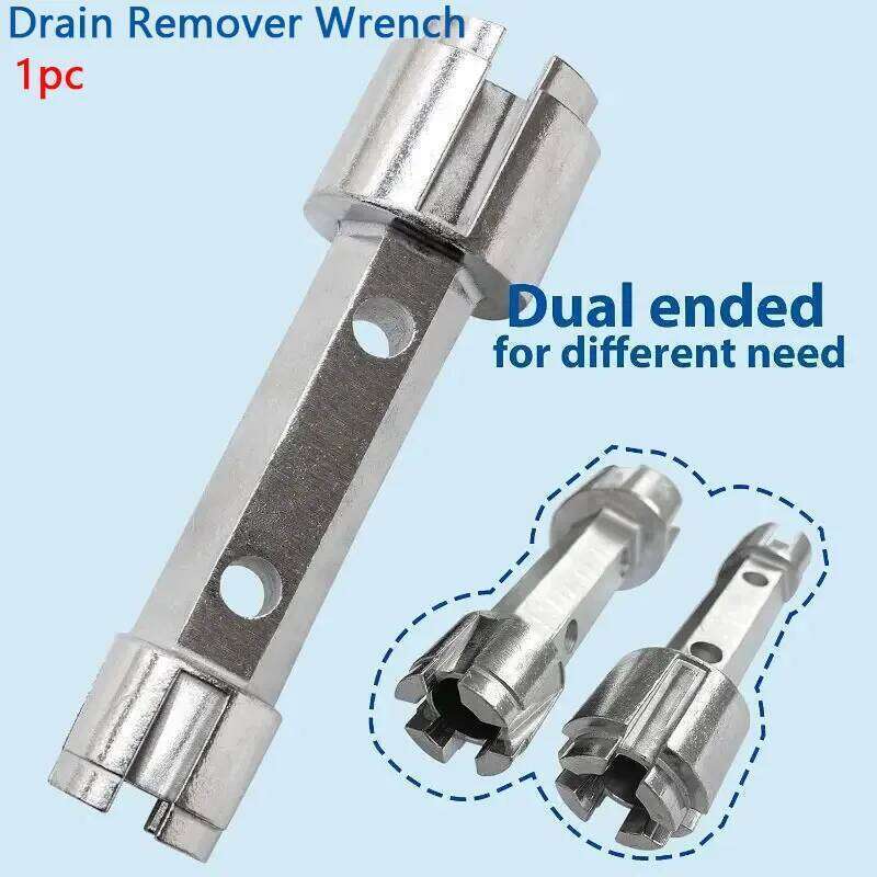 1pc Aluminum Alloy Dual-Ended Tub Drain Dual Ended Dumbell Wrench Remover Repair Tools Bathroom Accessories