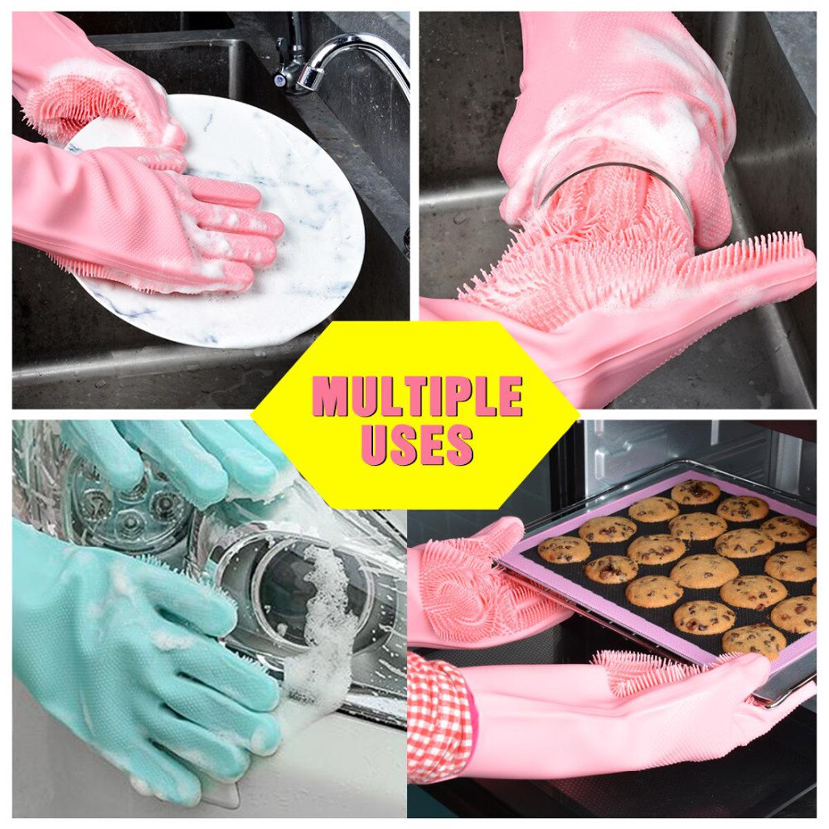 Vylon Magic Silicone Cleaning Gloves for Washing Dishes Dusting Dish Washing Gloves Cleaning Tableware Washing-up Kitchen Gloves