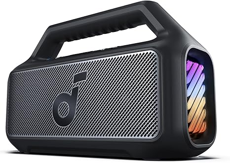 Soundcore Boom 2 By Anker, Outdoor Speaker, 80W, Subwoofer, BassUp 2.0, 24H Playtime, IPX7 Waterproof, Floatable, RGB Lights, USB-C, Custom EQ, Portable for Camping and Beach