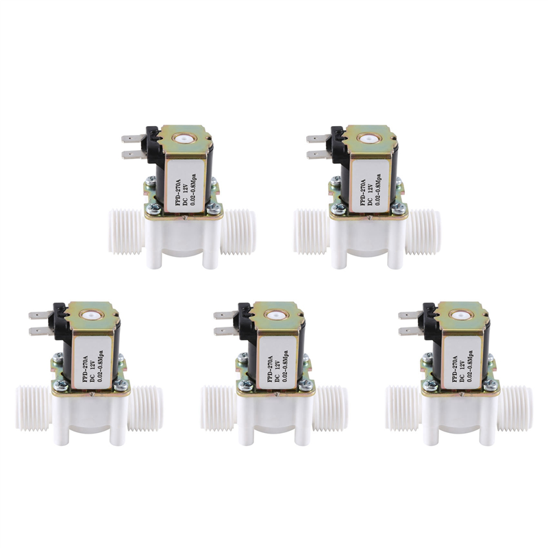 fasdaga 5X Dc12V C Normally Closed Water Solenoid Valve G1/2-Inch Plastic Electrical Solenoid Valve for Water Dispenser