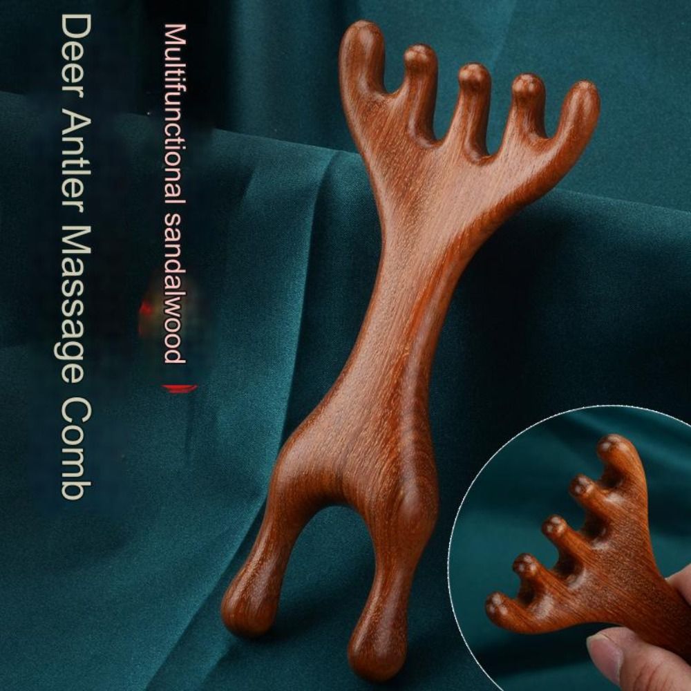 1Pc/2Pcs New Double Headed Body Meridian Massage Comb Deer Antlers Wide Tooth Wood Therapy Massage Comb Anti-static Tool Help Blood Circulation Health Care