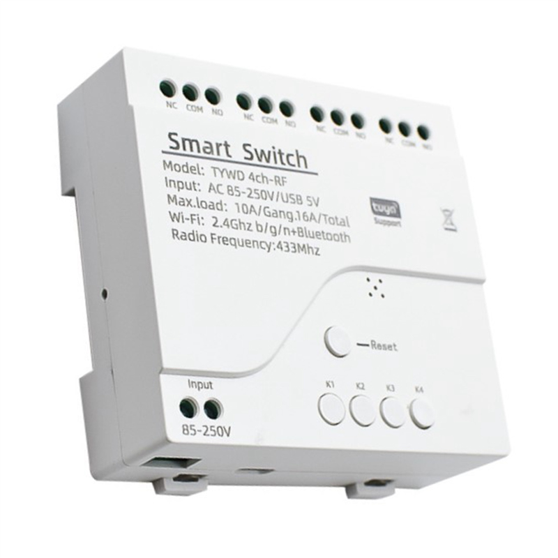 FORIDE 2X Tuya Smart Wifi Motor Switch Module RF 433 Radio Remote Control 4CH Inching Relay for Alexa , 4CH AC85-250V