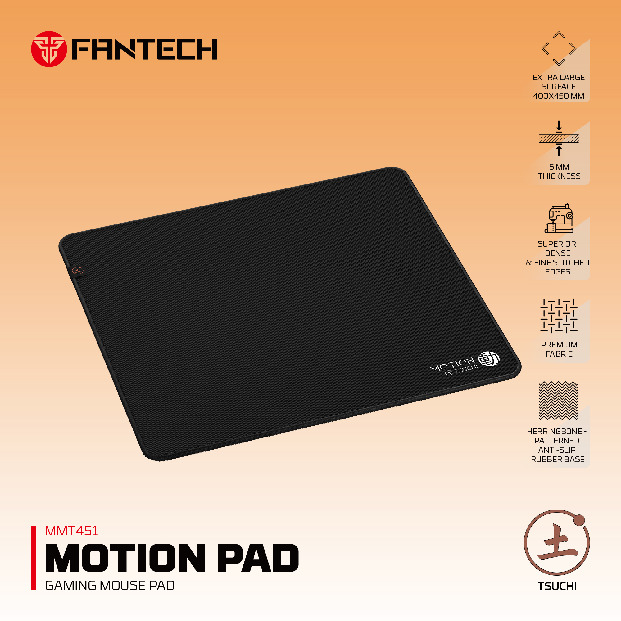 FANTECH MONTION PAD MMT451 Gaming Mouse Pad Neutral Control Large Size Mouse Mat Sunken Stitch Mat