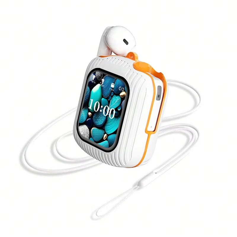 Intelligent Wireless Touch Screen Multifunctional Earphones with ENC Noise Cancelling, Bluetooth Connectivity - White Orange