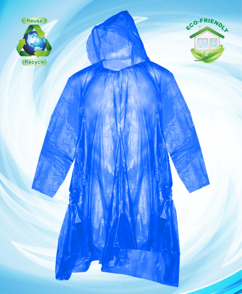 EVA Raincoat Waterproof Hooded Transparent Rain Coat Lightweight Reusable Outdoor Poncho