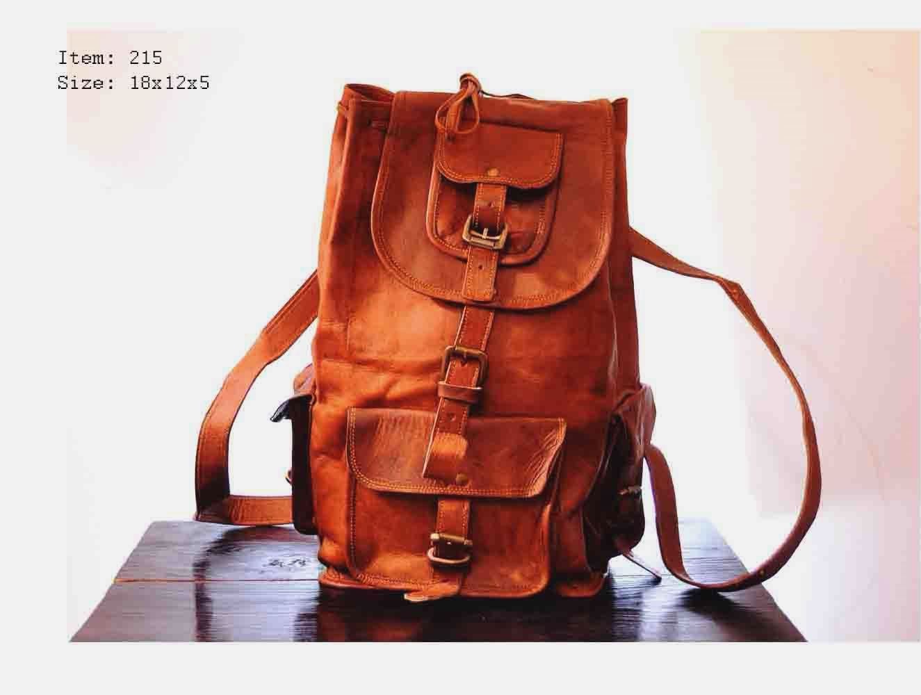 Unisex Leather Trekking Bag Hiking Backpack