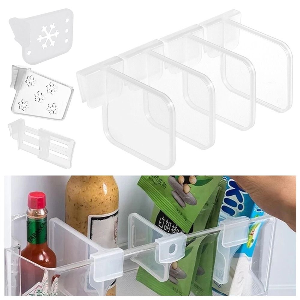 1Pcs/1Set New Fridge Side Door Refrigerator Partition Board Bottle Can Organizer Kitchen Accessories Storage Shelf Plastic Separating Divider Clip