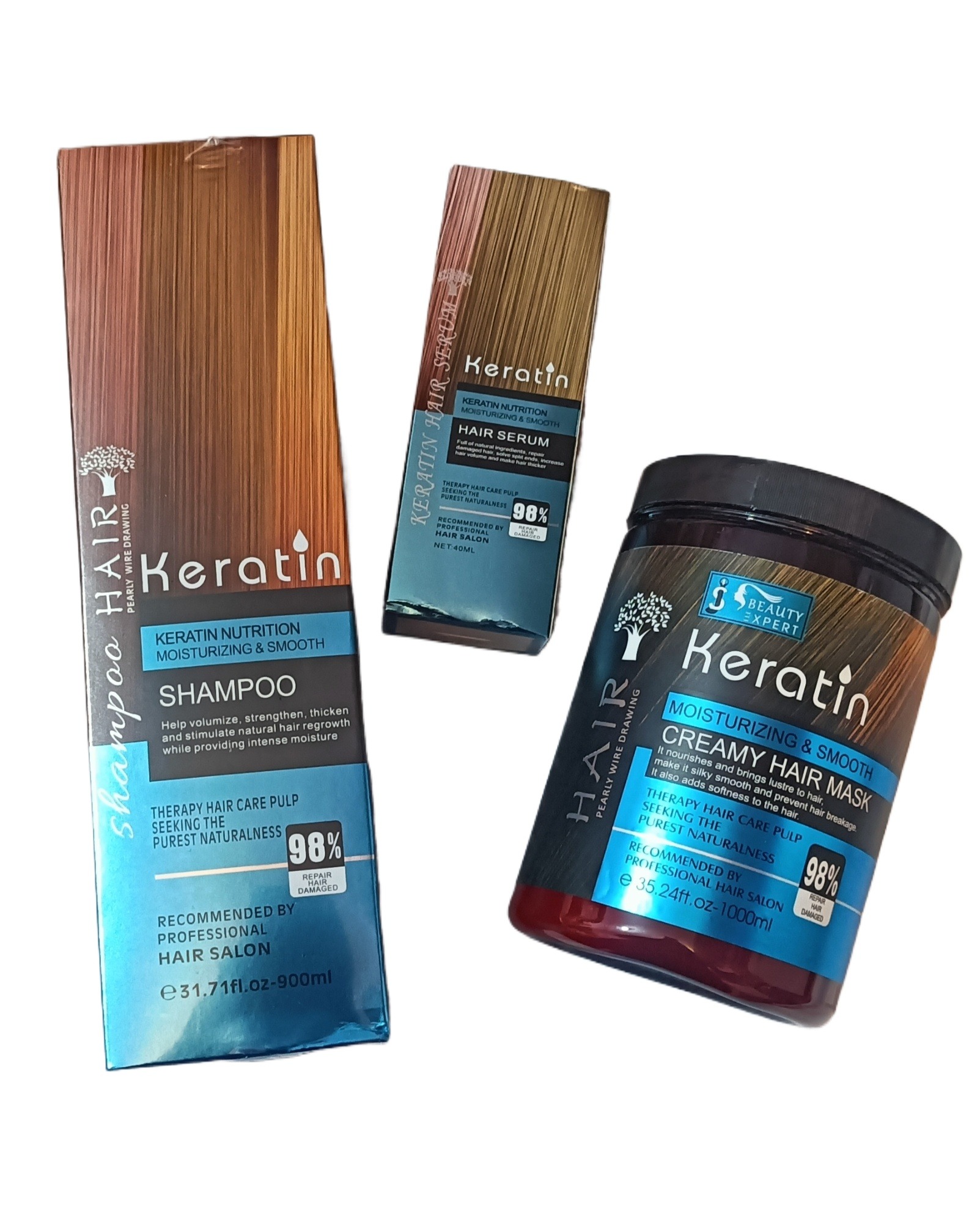 Keratin Nutrition Moisturizing & Smooth Shampoo/Conditioner/Serum 900 ml Pack Of 3