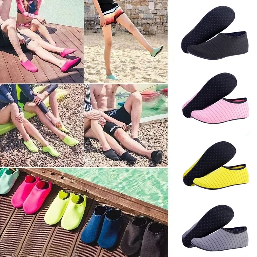 1 Pair New Unisex Aqua Shoes Non-Slip Rubber Sole Swim Socks Lightweight Beach Shoes Water Sports