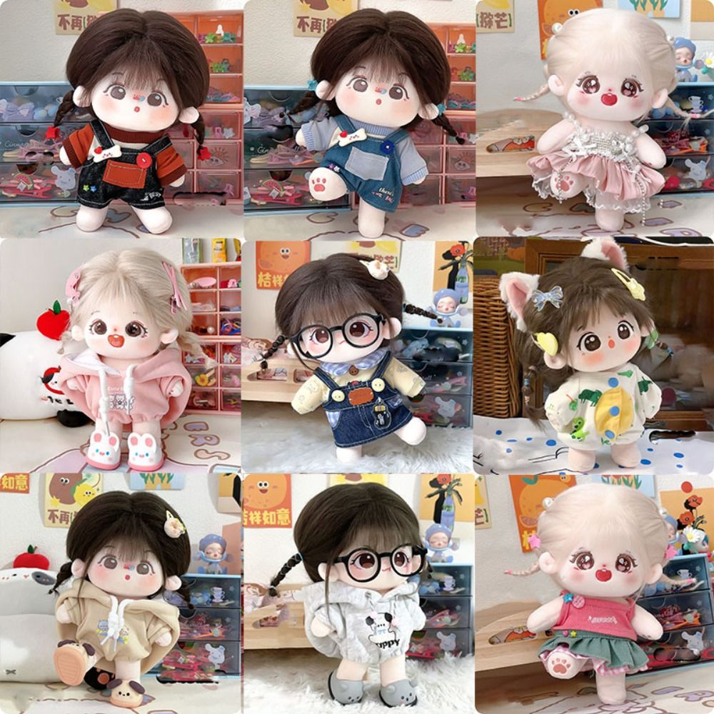 High Quality Mini Doll T-shirt Clothes Cartoon Style Mini Clothes Suits Dolls Toys Accessories 20cm Cotton Doll