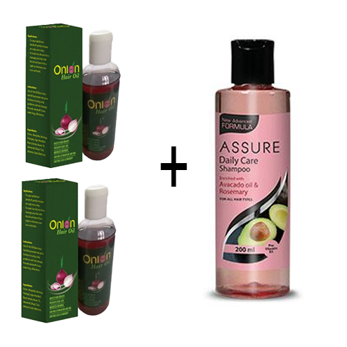 Onion Hair Oil 200ml + Assure Daily Care Shampoo - 200 Ml