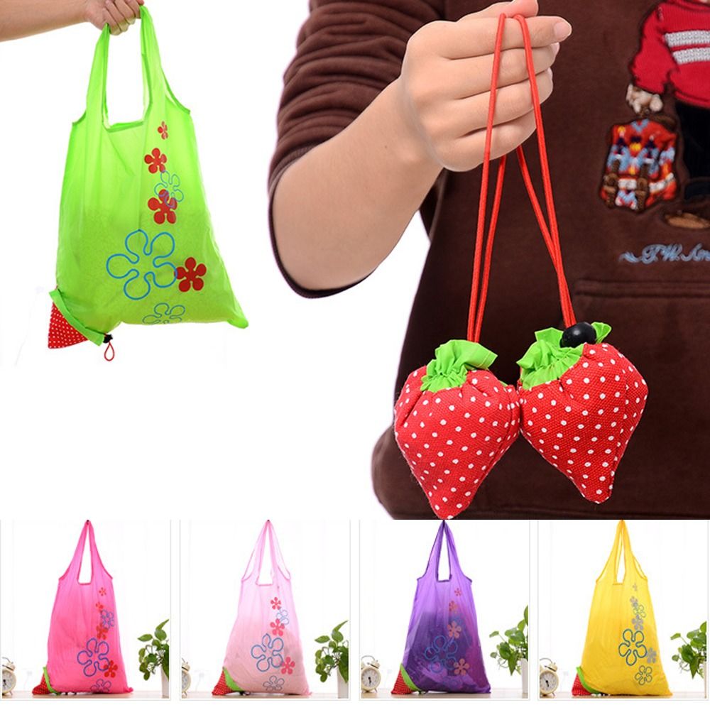 Portable Polyester Strawberry Folding Shopping Bag Reusable Handheld Tote Eco Bag Carrier Shopping Bag Home