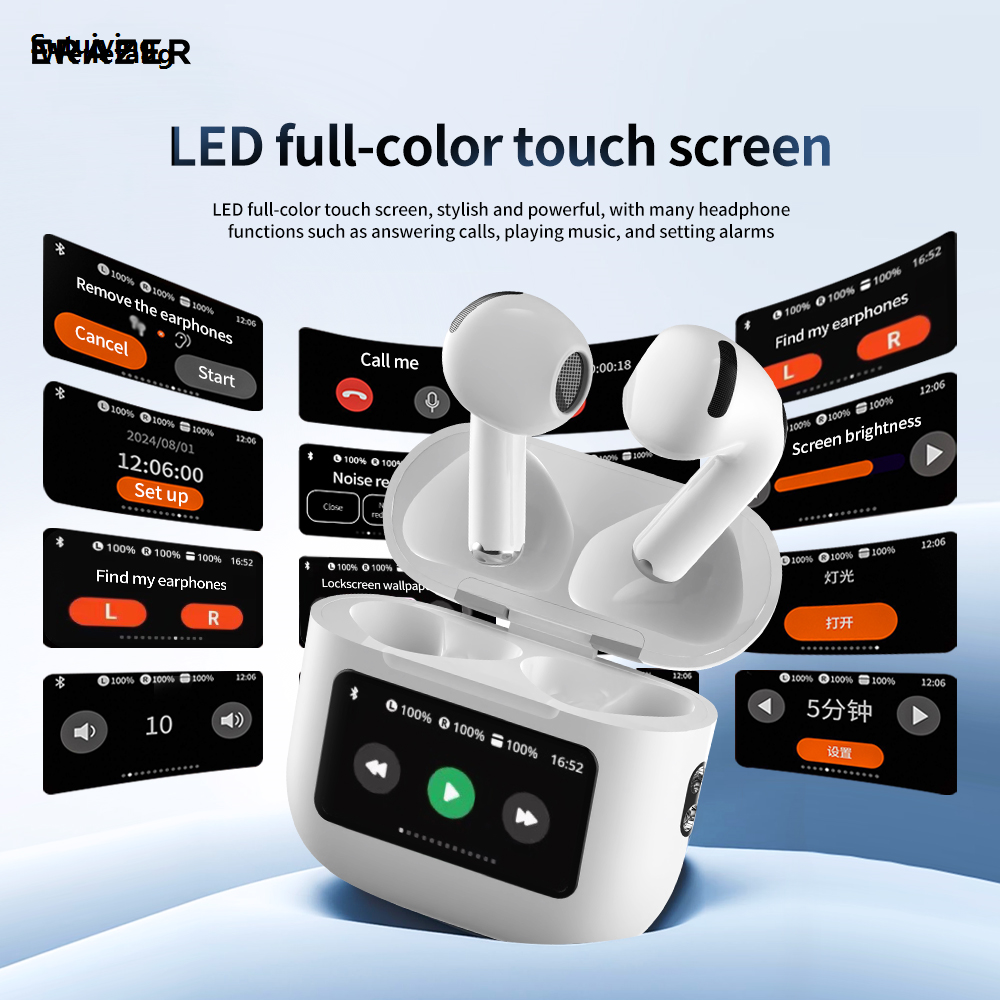 Wenefang Sutuiying Lenovo ERAZER Wireless Earbuds 13mm Speaker Earphones Bluetooth 【2025 Version】 5.4 Luxury LED Colortouch Screen Headphones Language Switching Take Pic
