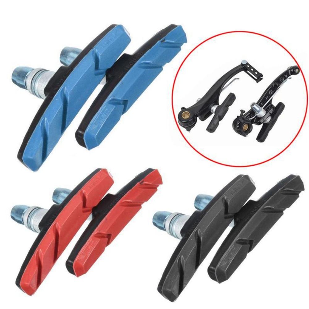 1Pair Brake System Rubber+Metal Bicycle Silent Brake Pads 3Colors Long-lasting Rubber Brake Pad Durable Bicycle V Braking Pads Mountain Bike