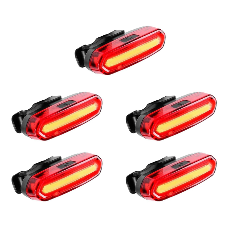 fasdaga 5X USB Rechargeable Bike Tail Light LED Warning Bicycle Rear Light IPX6 Waterproof for Helmet