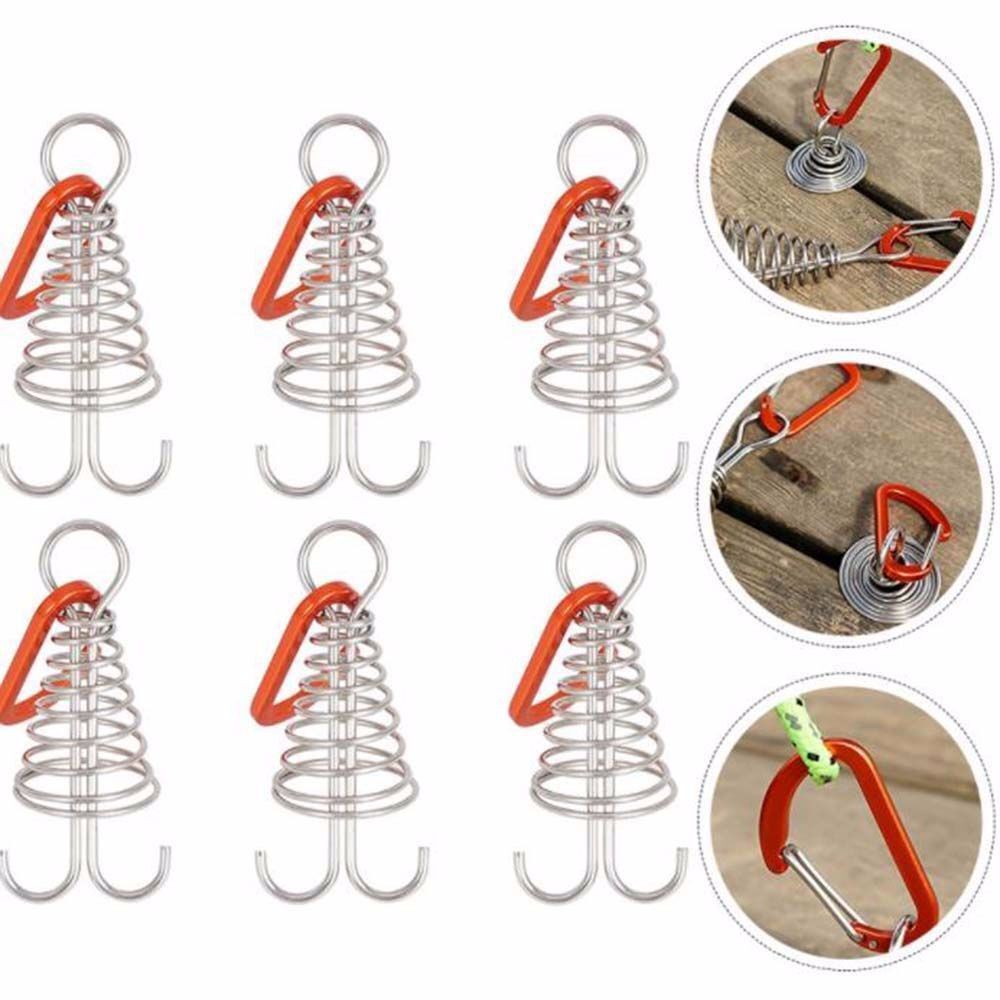 Portable Spiral Shaped Spring Deck Peg Hook Octopus Camping Tent Hook Windproof Outdoor Gadgets Deck Stone Nails