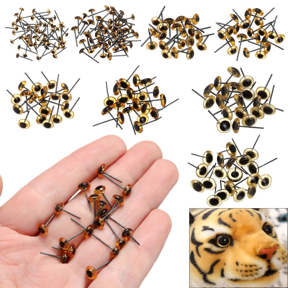 100Pcs 3-12mm Plastic Black Safety Eyes DIY Crafts Bears Needle Animals Puppets Making Felting Plush Toy Dolls Accessories