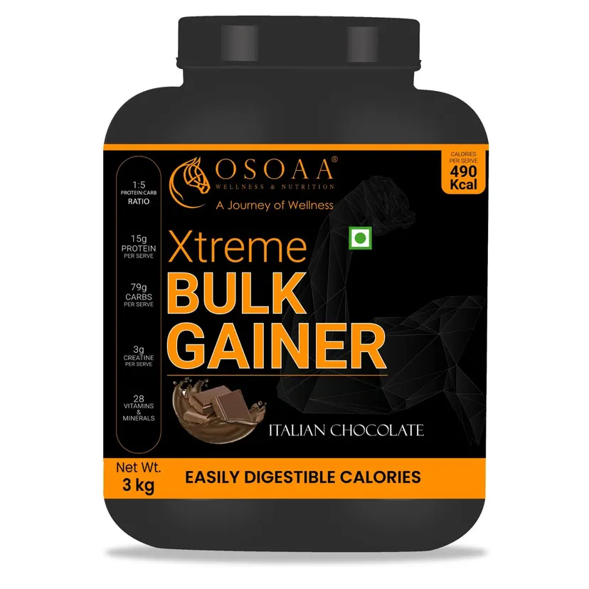OSOAA Xtreme Bulk Gainer Weight Gainers/Mass Gainers (3 kg, Italian Chocolate)