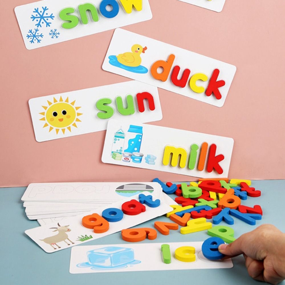 Early Education Baby Puzzle Card Board English Alphabet Reading English Wooden Letters Card 26 Letters Learning Matching Letter Game English Alphabet Word Spelling Game Abc Puzzle Spell Word Game A-Z Spelling Game