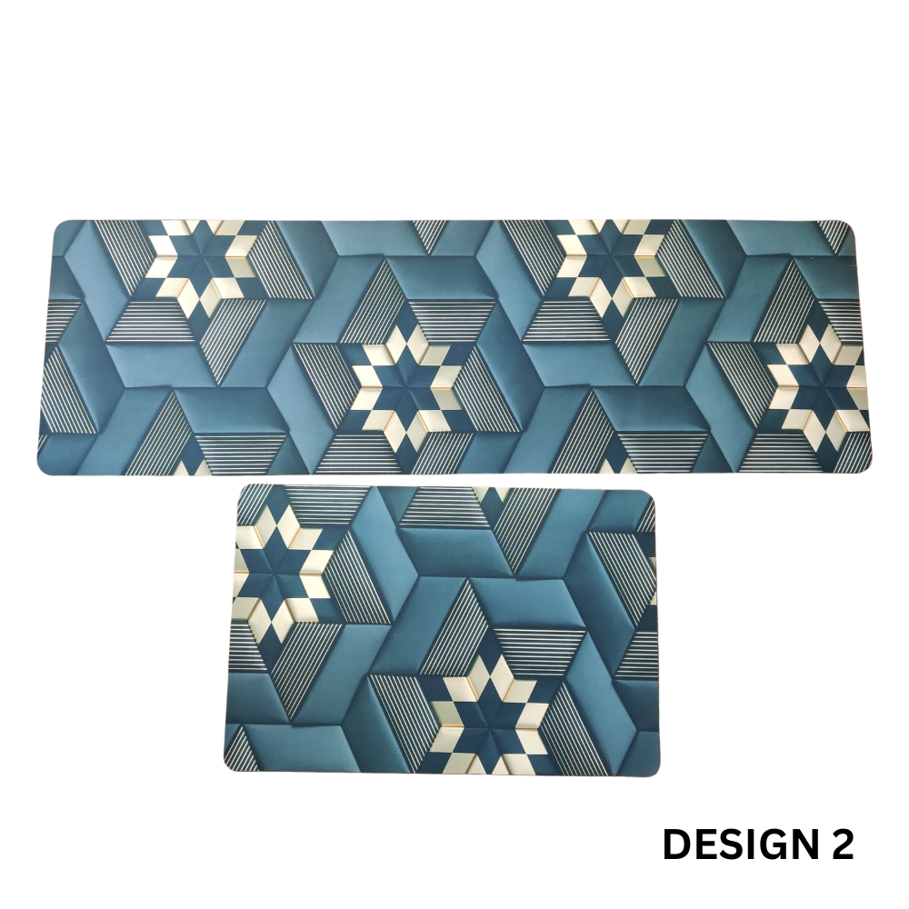 Non-Slip Kitchen Mat Set - 2 Pcs (40x60cm & 40x100cm) | Absorbent, Washable & Durable
