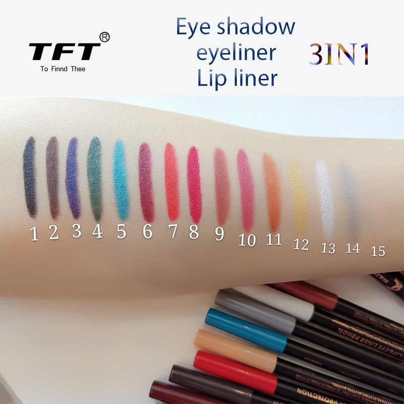 Linman totoro New style 15pcs Long lasting Eyeliner Pencil 15 Colors Make up EyPortable e Cosmetic Matte Soft Eye Liner As Lipliner Pen For Women's Makeup Korean