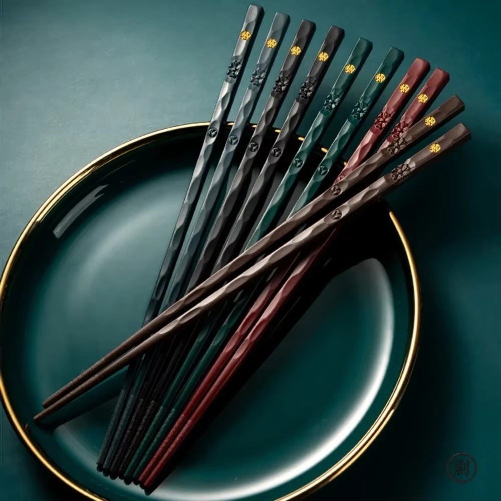 5 Pairs New Reusable Chinese Chopsticks Non Slip Sushi Sticks Food Clip Alloy Durable Kitchen Tableware Tool Accessories