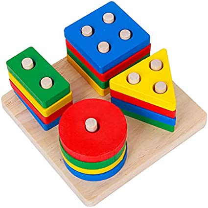 Montessori Wooden Toy Stacking Blocks Toy Shape Sorting