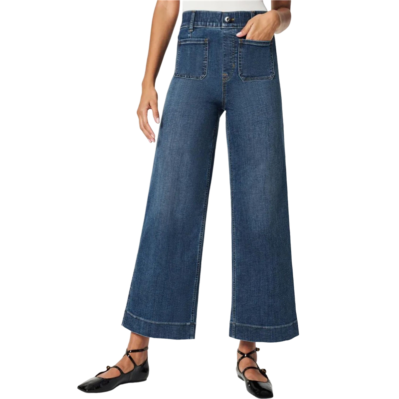 Women Favorite Tummy Control Jeans High Waisted Straight Ankle Stretch Wide-Leg Flared Jeans with Patch Pocket