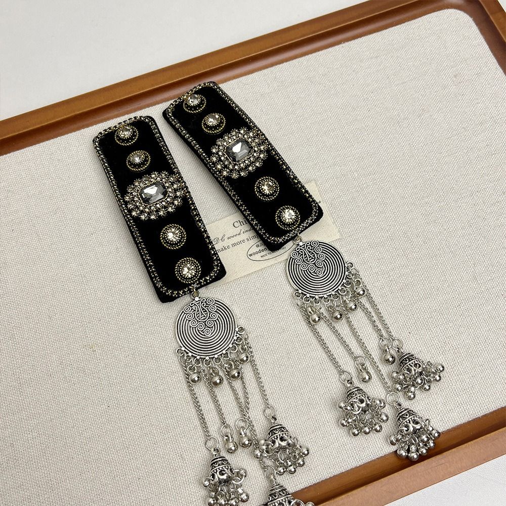 Fashion Vintage Ethnic Style Hair Clip Elegant Chinese Style Tassel Hairpin Headdress Bell Tassel Side Clip Cheongsam Decoration