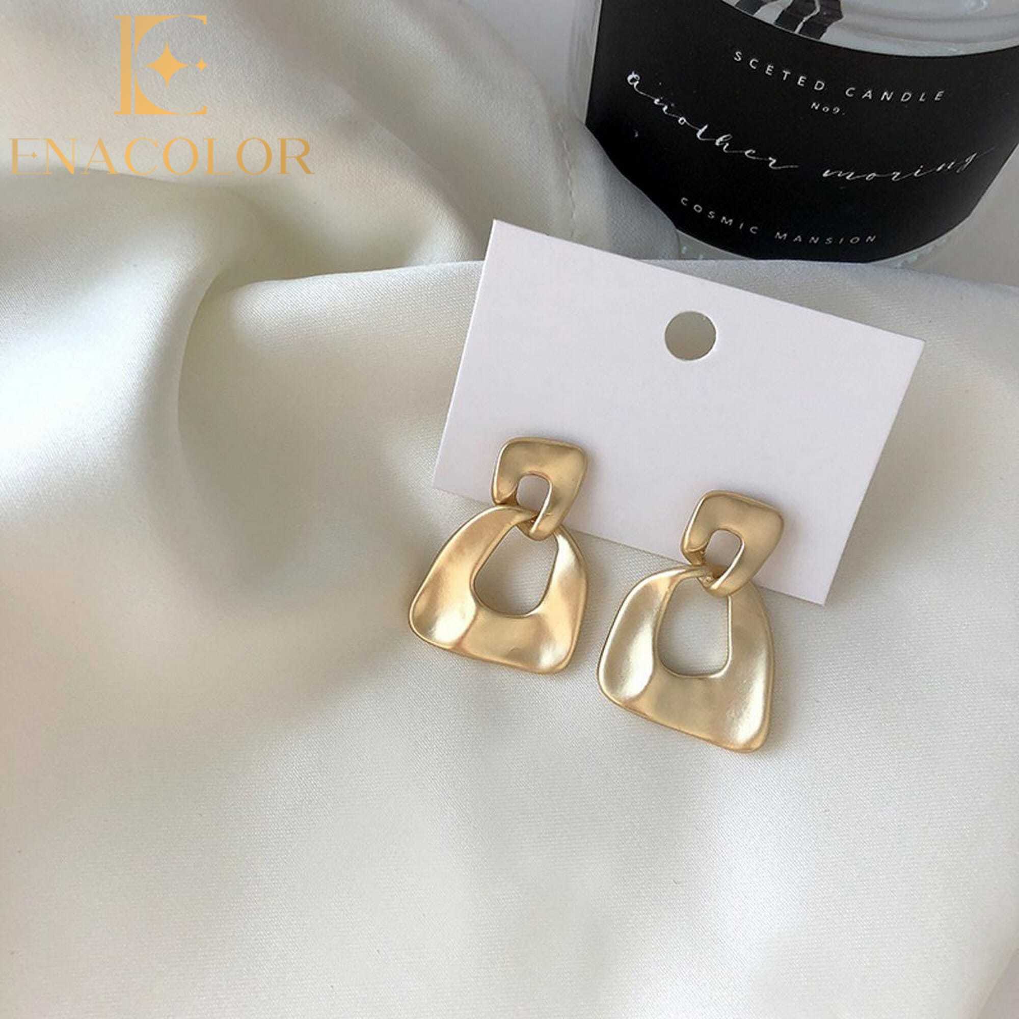 Enacolor Elegant Female Geometry Metal Earrings Ins Girl New 2023 en Earings Fashion Accessories