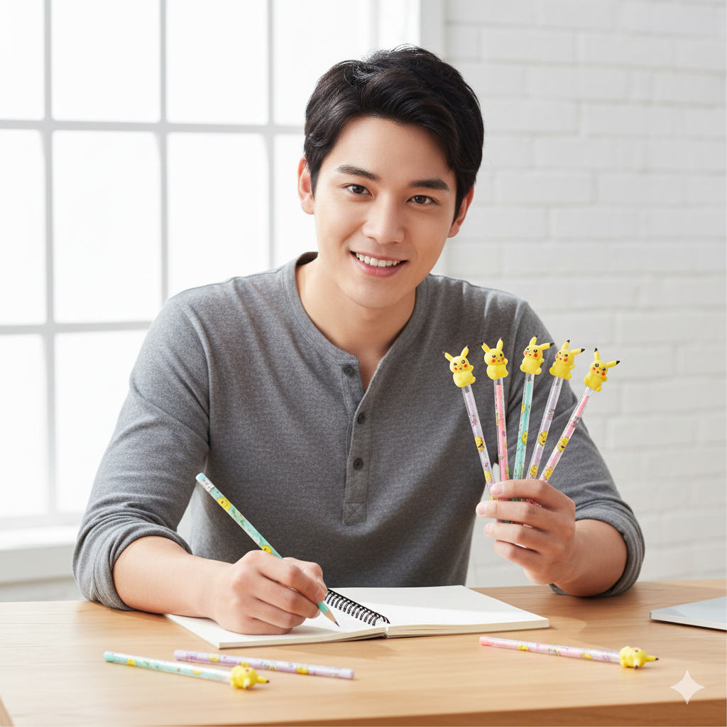 2Pcs Pikachu Eraser & Pencils For Baby