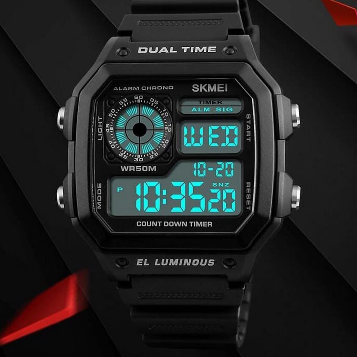 SKMEI 1299 Military Sporty Led Digital Watch for Men- Black - image 1